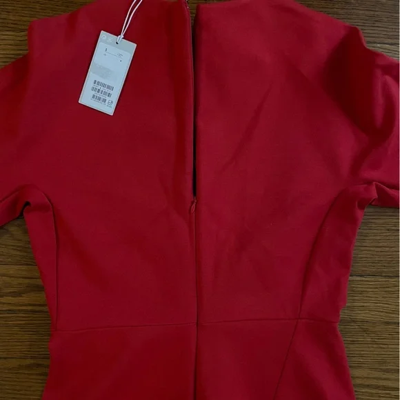 NWT COS Long Sleeve Vibrant Red Midi Dress - Picture 6 of 7